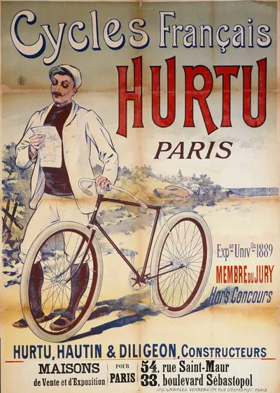 Cycles Français HURTU PARIS by Eugène Ogé, 1892 — digital art print download