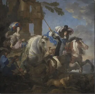 Анриетта Аделаида Савойская и Фердинанд Баварский на лошадях by Ян Миль, 1658-1663 — digital art print download