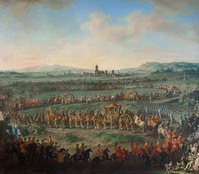 Вход императора Франца I. Штефана и его сына Иосифа (II.) во Франкфурт 29 марта 1764 года by Иоганн Даллингер фон Даллин,…