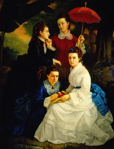 Портрет дочерей Мануэля Кордеро by Хуан Кордеро, 1875 — digital art print download