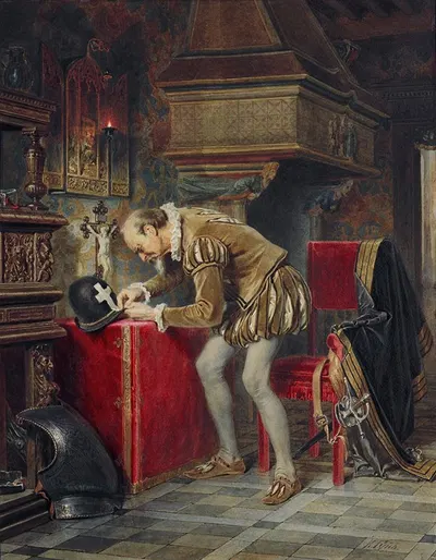 On the Eve of St. Bartholomew's Night (Ligist) by Kārlis Teodors Hūns, 1868 — digital art print download