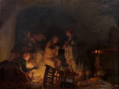 Леонора Кристина, раздетая и обыскиваемая слугами королевы Софии Амалии by Кристиан Захртманн, 1888 — digital art print…