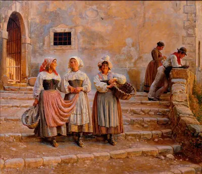 Молодые женщины, перевозящие известь. Чивита д'Антино by Кристиан Захртманн, 1883 — digital art print download