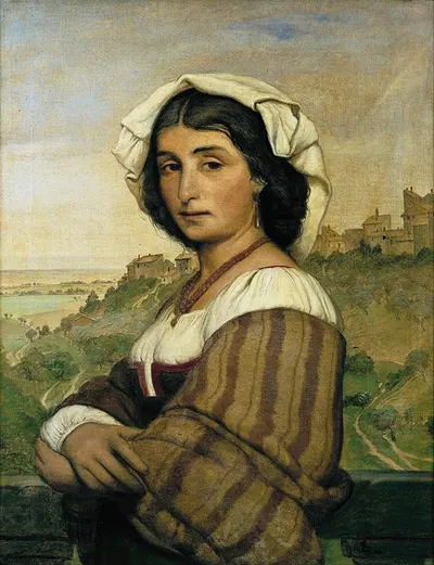 Модель Стелла. На заднем плане – Аричча by Людвиг Абелин Шу, 1866 — digital art print download