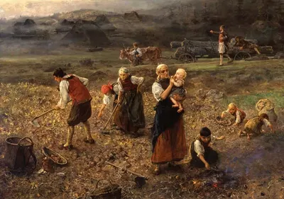Уборка картофеля by Людвиг Кнаус, 1889 — digital art print download
