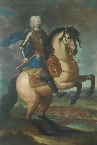 Carlo Emanuele III on horseback by Maria Giovanna Clementi, 1740 — digital art print download