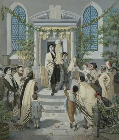 Shavuot (Pentecost) by Moritz Daniel Oppenheim, 1880 — digital art print download
