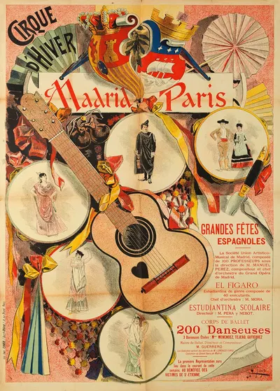 Cirque D'hiver Madrid Paris Grandes Fêtes Espagnoles by Manuel Luque, 1889 — digital art print download