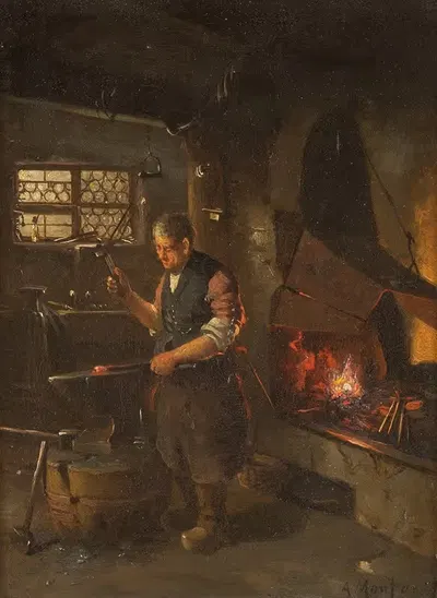 У кузнеца by Андерс Ольссон Монтан, 1887 — digital art print download