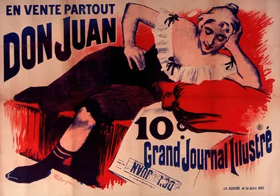 En vente partout Don Juan 10 c. Grand journal illustré by Поль Баллерио, 1895 — digital art print download