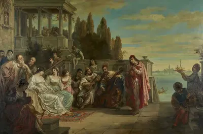 The Venetian Festival by Augusto Wolf, 1880 — digital art print download
