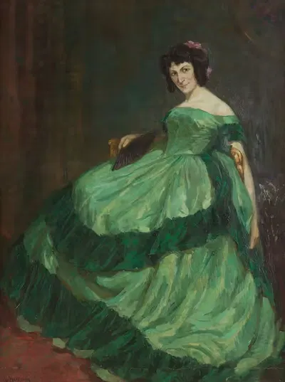 Lady in a green dress by Betty Heldrich — digital art print download