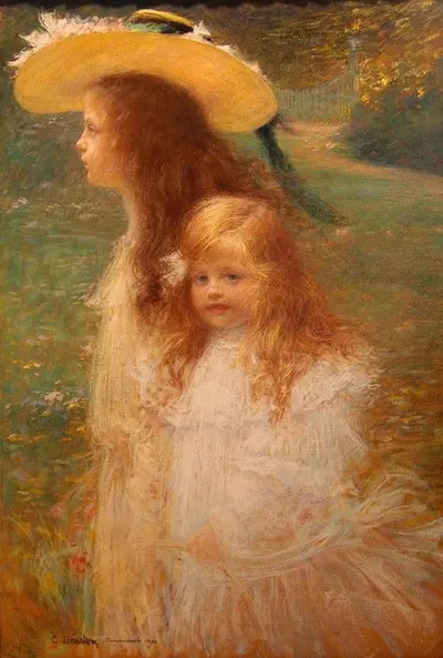 Портрет племянниц художника, автор Шарль Леандр by Шарль-Люсьен Леандр — digital art print download