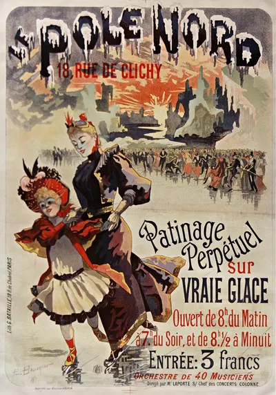 Le Pôle Nord, 18, rue de Clichy. Patinage perpétuel sur vraie glace by Поль Баллерио, 1895 — digital art print download