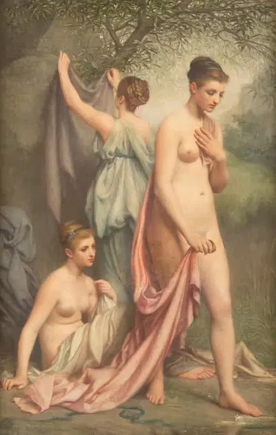 Три купающиеся женщины by Денис Эрнест Бастьен, 1875 — digital art print download