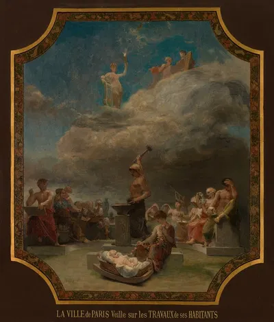 La Ville de Paris Veille sur les Travaux de ses Habitants by Émile Lévy, 1880 — digital art print download