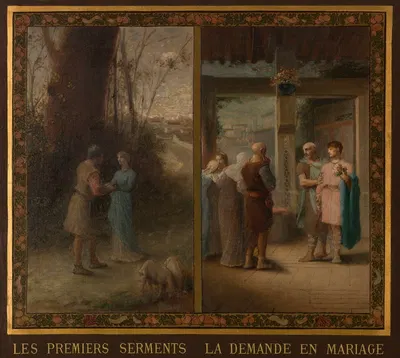 Les Premiers Serments, La Demande en Mariage by Émile Lévy, 1880 — digital art print download