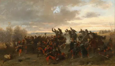 Баварские и французские войска в смятении битвы by Луи Браун, 1877 — digital art print download