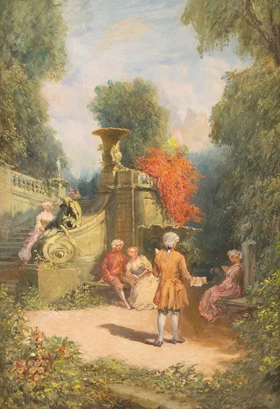 High society in a pleasure garden by Max Friedrich Rabes — digital art print download