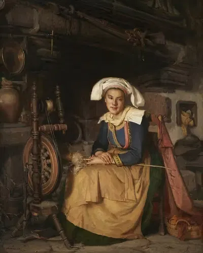La Fileuse Bretonne (The Spinner) by Robert Wylie, 1871 — digital art print download
