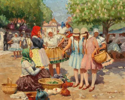 At the Market by Jozef Teodor Mousson, 1929 — digital art print download