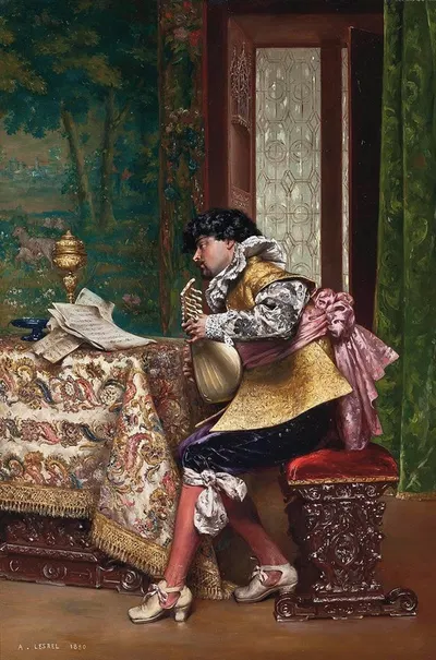 Игрок на мандолине by Адольф-Александр Лесрель, 1880 — digital art print download