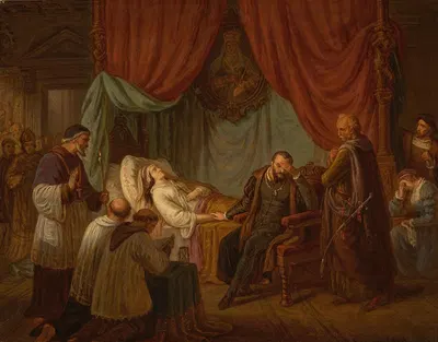 Death of Barbara Radziwiłł by Aleksander Lesser, 1859 — digital art print download
