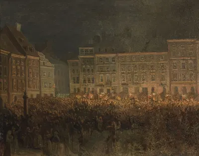 Patriotic manifestation at the square of the Old Town in 1861 by Aleksander Lesser, 1861 — digital art print download