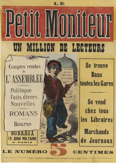 Le Petit Moniteur, un million de lecteurs by A. Pougin, 1875 — digital art print download