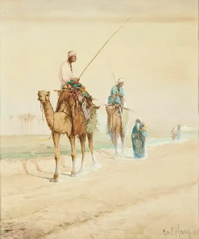 Арабские путешественники на египетской дороге by Карл Хааг, 1882 — digital art print download