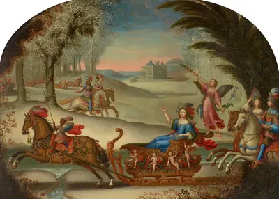 Wedding Sleigh Ride of Marie de Bailleul by Claude Déruet — digital art print download