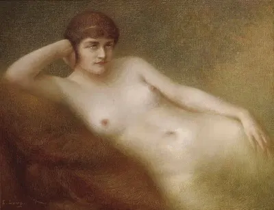 Девушка в раздумьях by Эжен Луп, 1921 — digital art print download