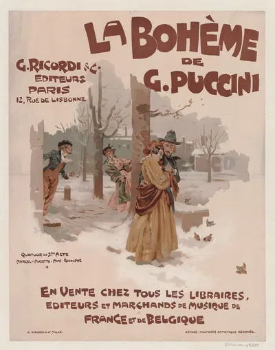 La Bohème, de Puccini. G. Ricordi & C. Editeurs, Paris, 12 rue de Lisbonne by Adolfo Hohenstein, 1895 — digital art print…