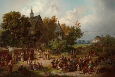 Церковная ярмарка в деревне by Францишек Костжевский, 1866 — digital art print download