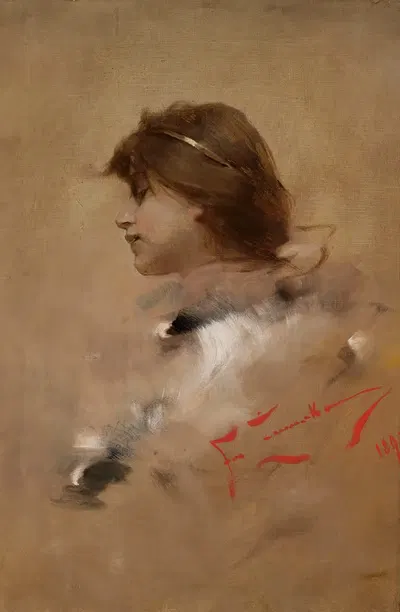 Голова женщины в профиль by Францишек Жмурко, 1893 — digital art print download