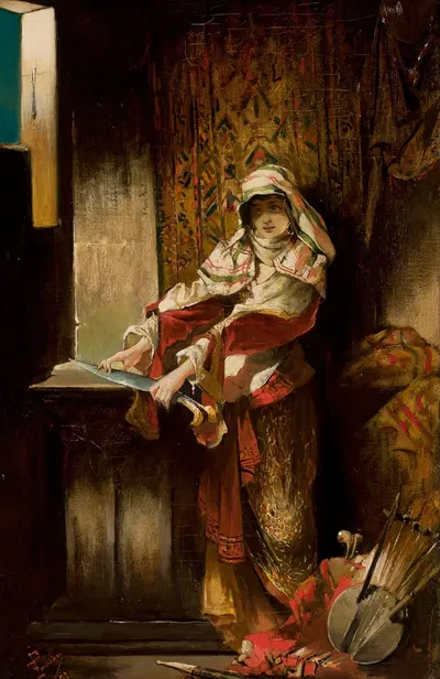 Мавританская женщина, точащая ятаган by Францишек Жмурко, 1891 — digital art print download
