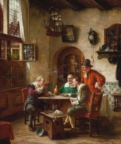 Игроки в карты by Фриц Вагнер — digital art print download