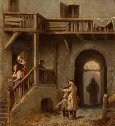 Уличный скрипач by Генрик Пиллати, 1863 — digital art print download