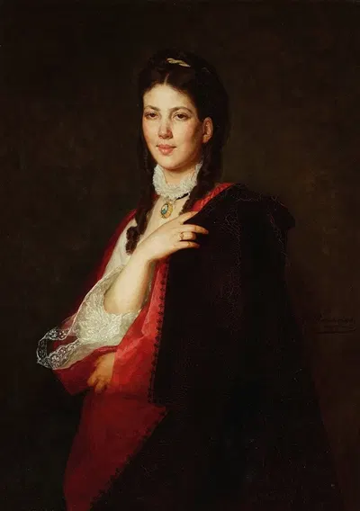 Portrait of Leonia Blühdorn, artist’s step-daughter by Henryk Rodakowski, 1871 — digital art print download
