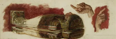 Sketches of a mummy and hands – Studies for “Allegory of Science” by Henryk Rodakowski — digital art print download
