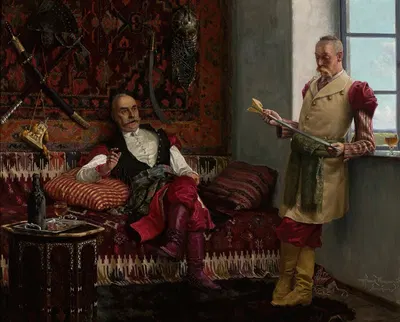 Nobility scene – History of the kinzhal. History of yatagan by Henryk Weyssenhoff, 1891 — digital art print download