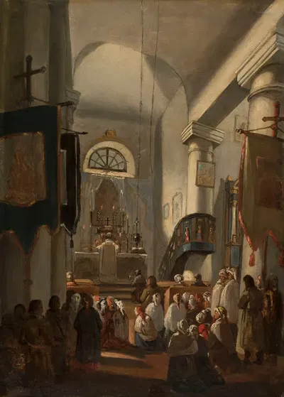 Church interior with staffage by Ignacy Gierdziejewski — digital art print download