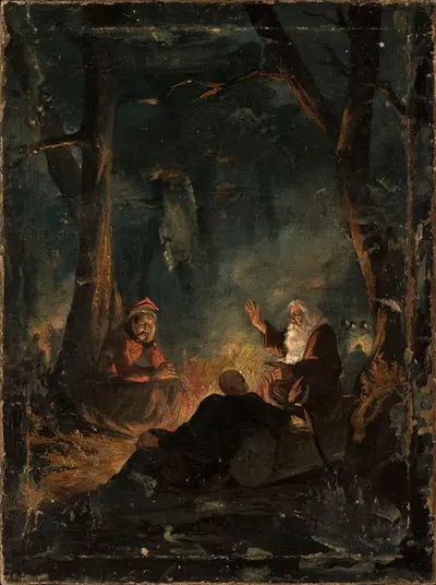 Rzewuski, priest Marek and Pułaski in the Niepołomice Forest by Ignacy Gierdziejewski, 1850 — digital art print download