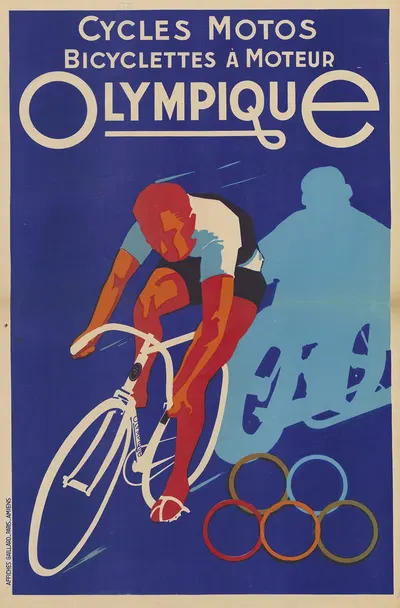 Cycles, motos. Bicyclettes à moteur Olympique by Affiches Gaillard, 1931 — digital art print download