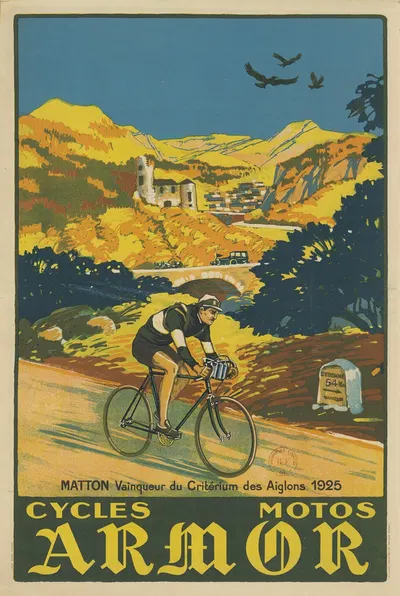Matton, vainqueur du Critérium des Aiglons 1925. Cycles, motos Armor by Affiches Gaillard, 1926 — digital art print download