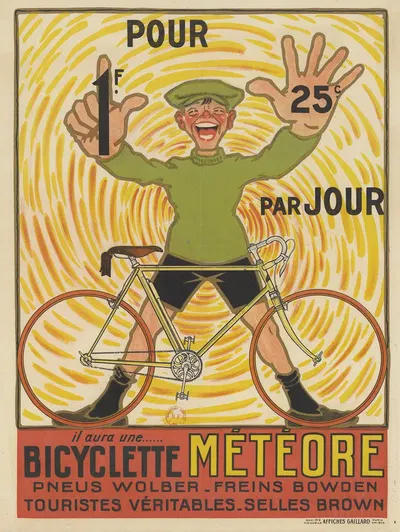 Pour 1f. 25c. par jour, il aura une. bicyclette Météore. by Affiches Gaillard, 1926 — digital art print download