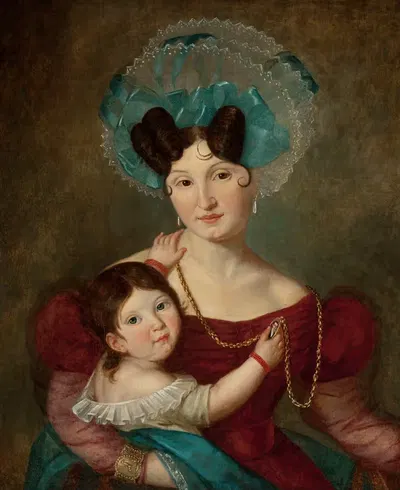 Портрет Марии Анны Равич (1807–1887) с её сыном Яшем by Ян Кшиштоф Дамель, 1807–1887 — digital art print download