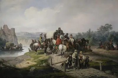 Повозки у реки by Январь Суходольский, 1871 — digital art print download