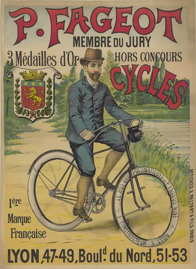 P. Fageot. Cycles, 1ère marque française. Lyon by Affiches V. Palyart & Fils, 1895 — digital art print download