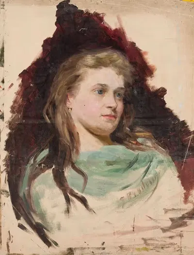 Portrait of a young woman, sketch by Józef Brodowski — digital art print download